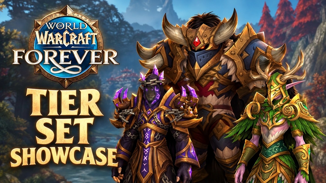 Обложка авторского видео Cajato о внешнем виде комплектов WoW Forever на разных расах