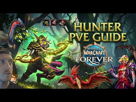 Превью Robcat: персонажи охотников, птицы и надпись Hunter PvE Guide.