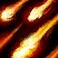 Квадратная абстрактная иконка специализации Destruction с огненным свечением и оранжевыми полосами.